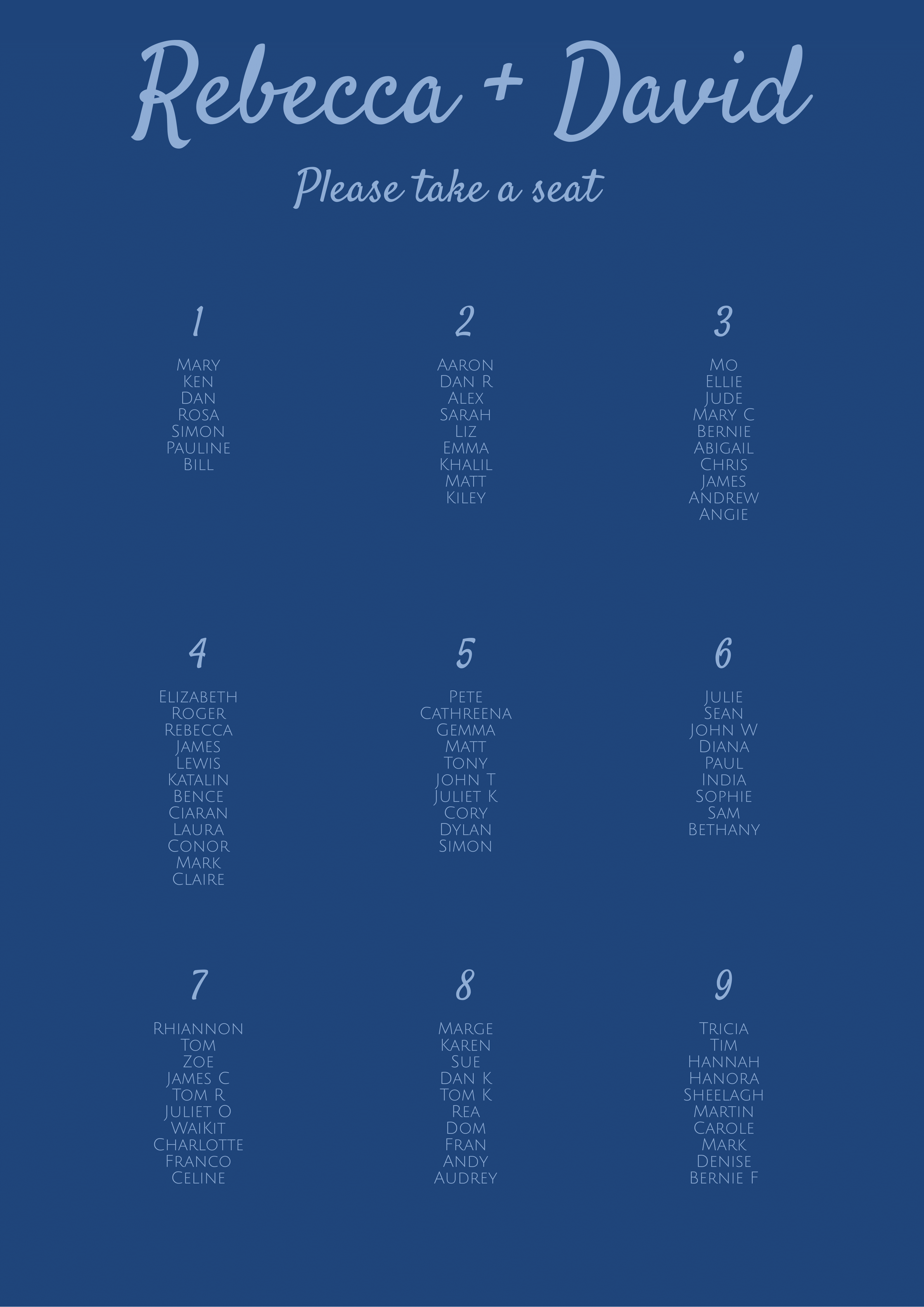 A2 table plan blue and dark blue